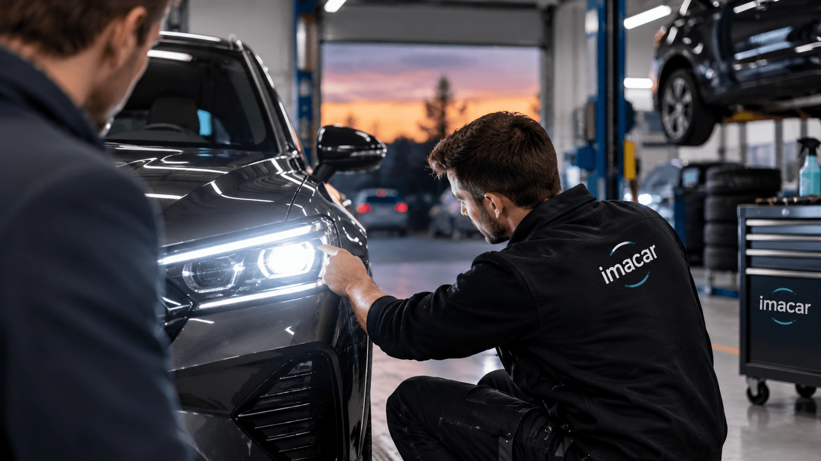 Koplampinspectie in de garage
