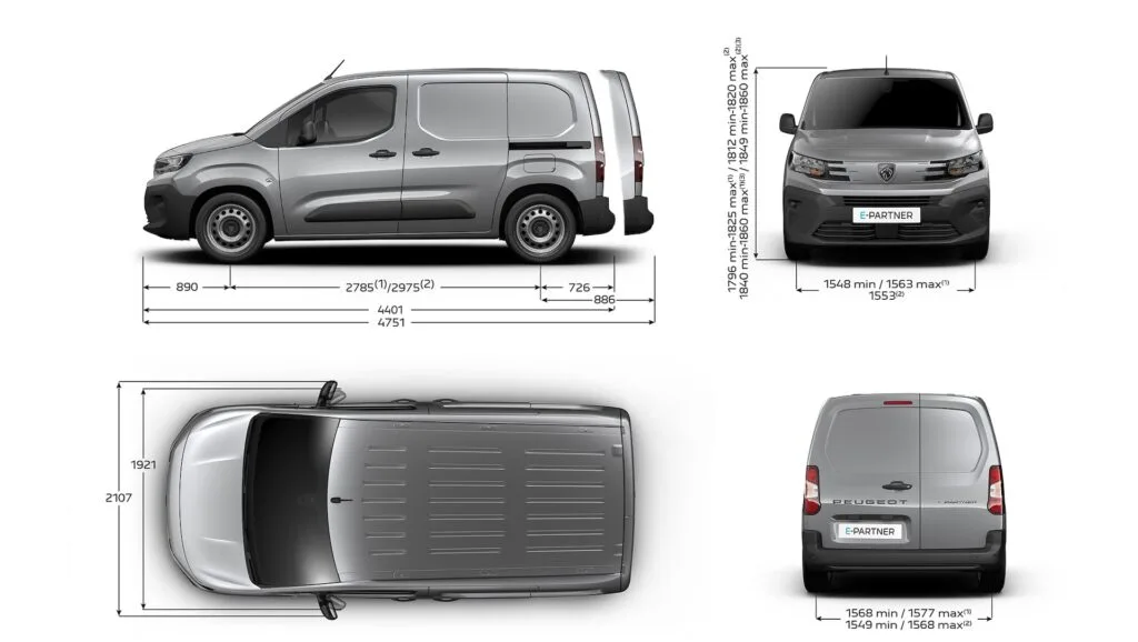 afmetingen peugeot partner dimensions